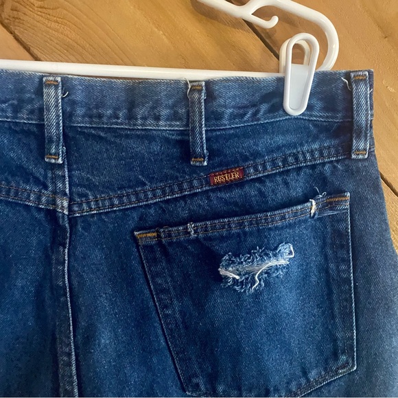 Vintage Rustler High Rise Custom Distressed Denim Cut-off Shorts Size 8 or 10 - Picture 11 of 16